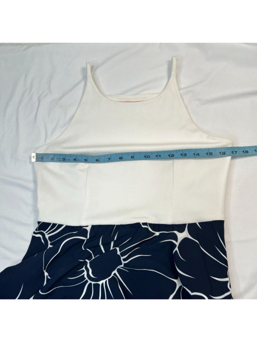 hutch Anthropologie Peachy High-Low Dress Color Block Floral Navy Multicolor M - Picture 4 of 16